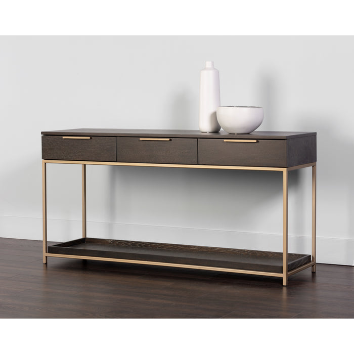 Sunpan Rebel Solid Oak Wood Top Drawers Console Table