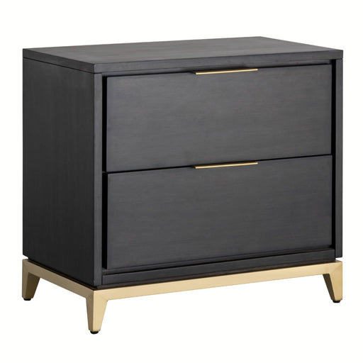 Sunpan Edmund Black Rectangular Acacia Wood Nightstand 