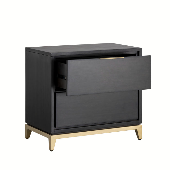 Sunpan Edmund Black Rectangular Acacia Wood Nightstand 