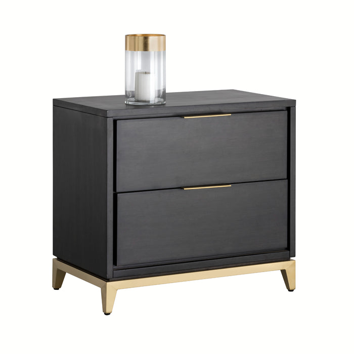 Sunpan Edmund Black Rectangular Acacia Wood Nightstand 