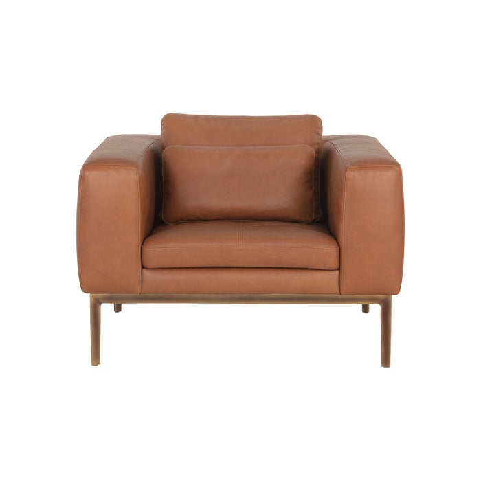 Sunpan Burr Leather Mid Century Modern Armchair