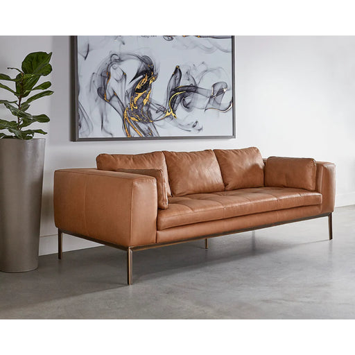 Sunpan Burr Leather Sofa