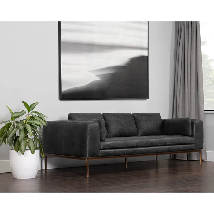 Sunpan Burr Leather Sofa