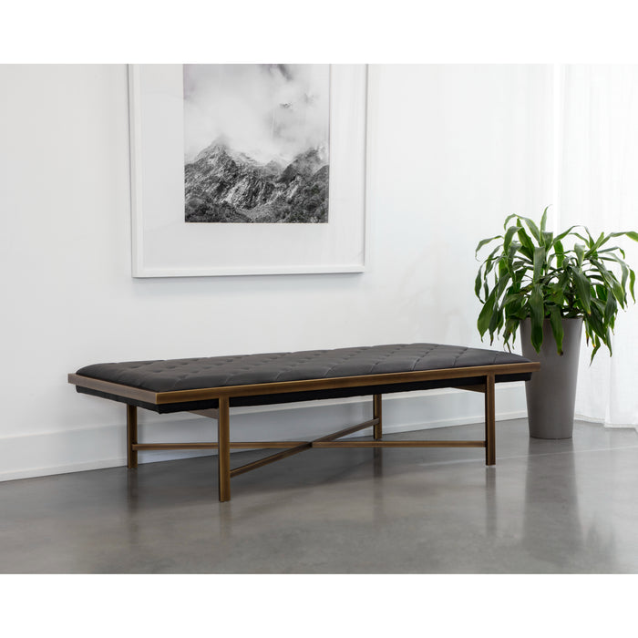 Sunpan Kayla Vintage Cognac Faux Leather Bench