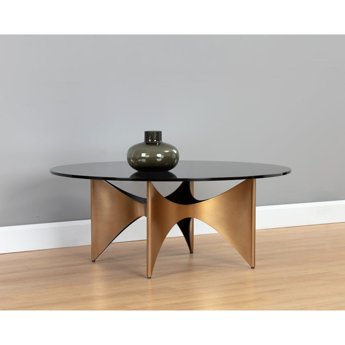 Sunpan London Round Smoked Black Tempered Glass Coffee Table 