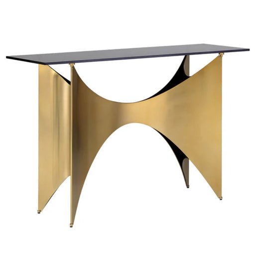 Sunpan London Black Smoked Tempered Glass Top Console Table 