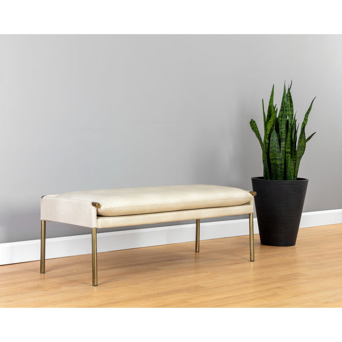 Sunpan Bellevue Antique Brass Gold Steel Base Bench