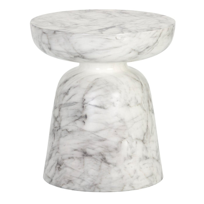 Sunpan Lucida Round Marble Look Concrete End Table