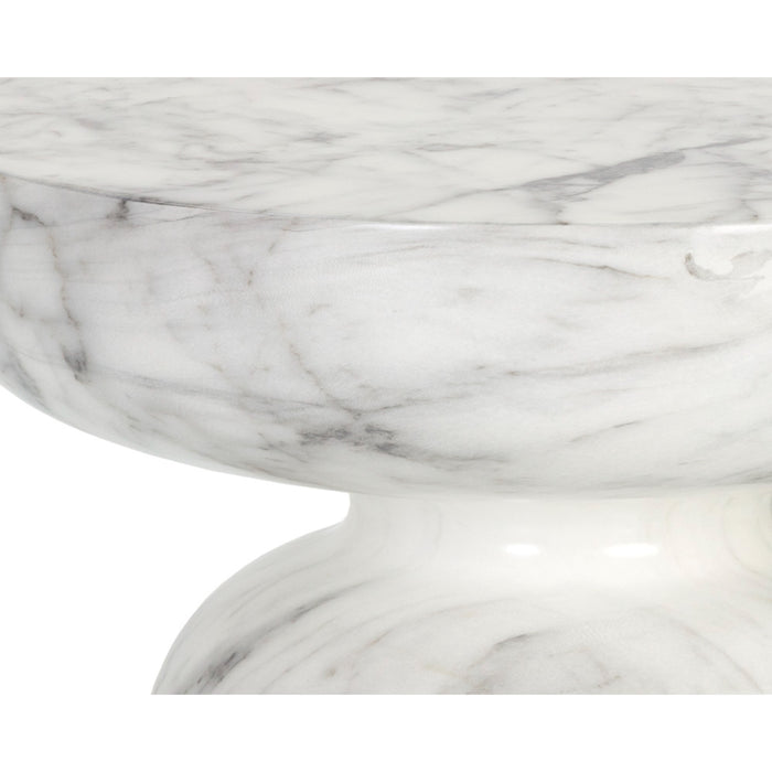 Sunpan Lucida Round Marble Look Concrete End Table