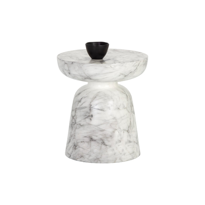 Sunpan Lucida Round Marble Look Concrete End Table