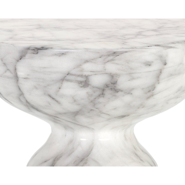 Sunpan Goya Round Marble Look Concrete End Table