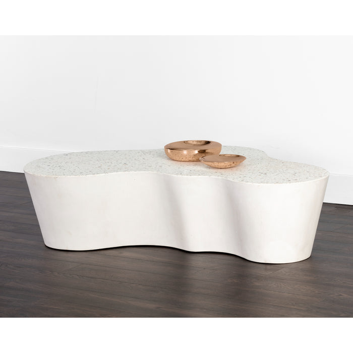 Sunpan Ava White Marble Look Concrete Coffee Table