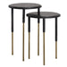 Sunpan Kyrie Round Black Marble Nesting End Tables 