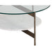 Sunpan Mikayla Round Clear Glass Top White Marble Coffee Table 