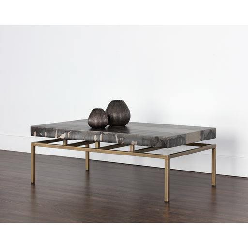 Sunpan Toreno Handcrafted Rectangular Antique Brass Coffee Table