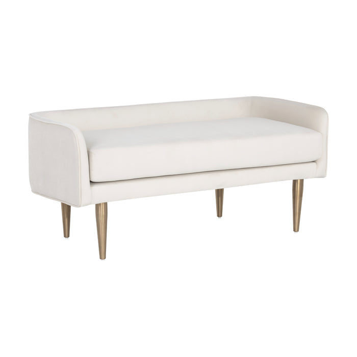 Sunpan Sammy Polyester Fabric Seat Stainless Steel Base Bench