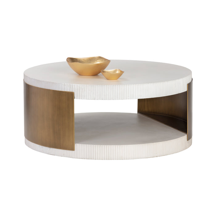 Sunpan Cavette Indoor and Outdoor Round Concrete Coffee Table 