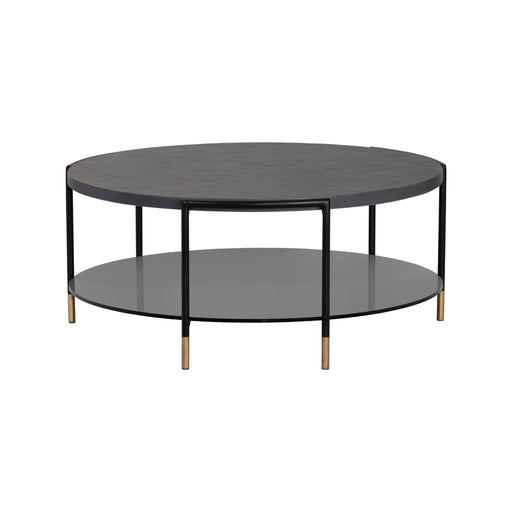 Sunpan Zuma Black Round Concrete Coffee Table