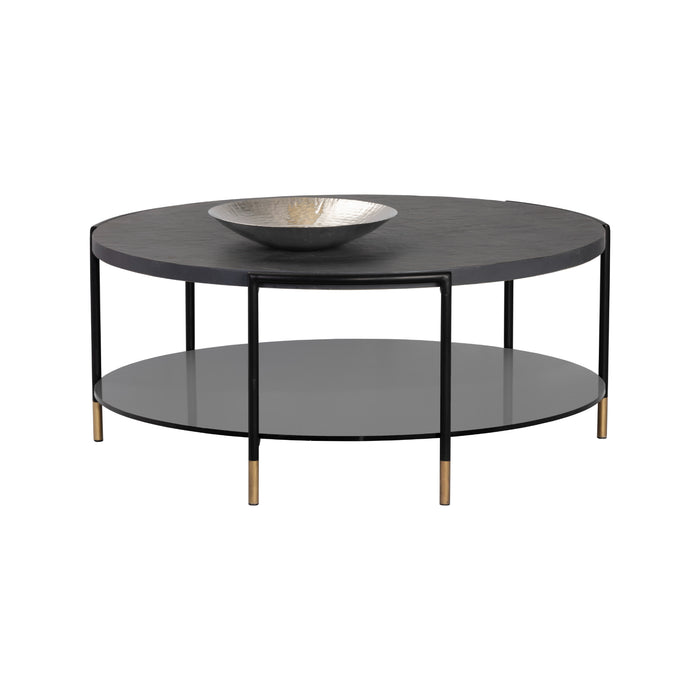 Sunpan Zuma Black Round Concrete Coffee Table