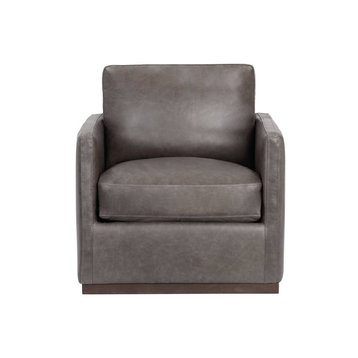 Sunpan Portman Leather And Fabric Swivel Lounge Chair