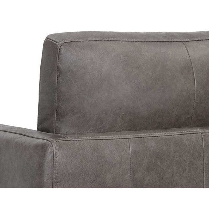 Sunpan Portman Leather And Fabric Swivel Lounge Chair