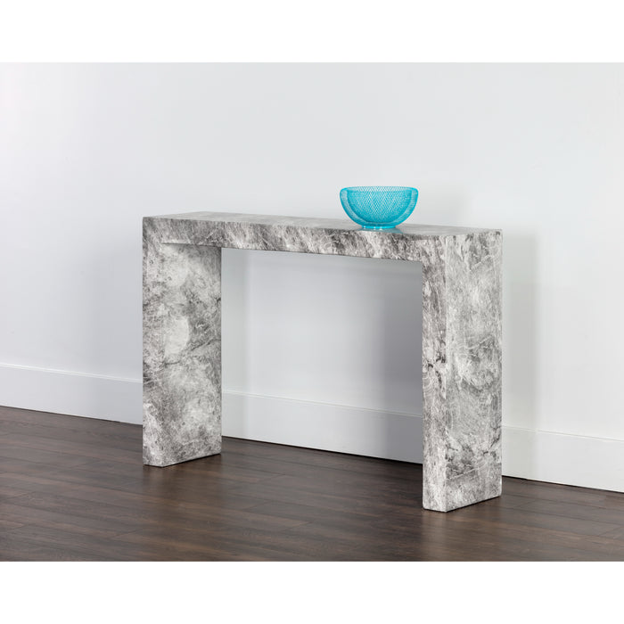 Sunpan Axle Grey Faux Marble Concrete Console Table 