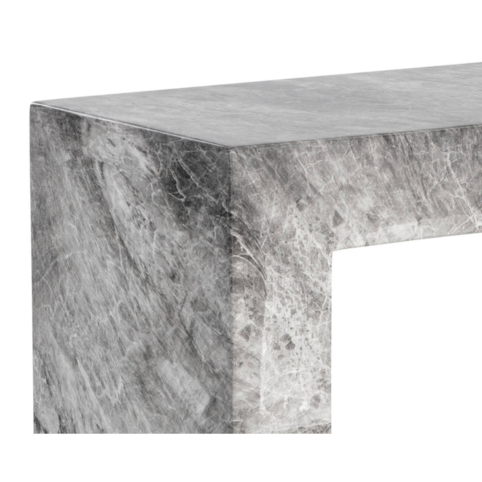 Sunpan Axle Grey Faux Marble Concrete Console Table 