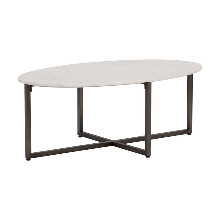 Sunpan Kiara White Marble Top Stone Modern Coffee Table