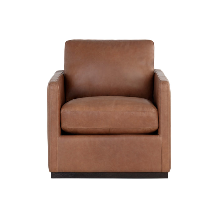 Sunpan Portman Leather And Fabric Swivel Lounge Chair