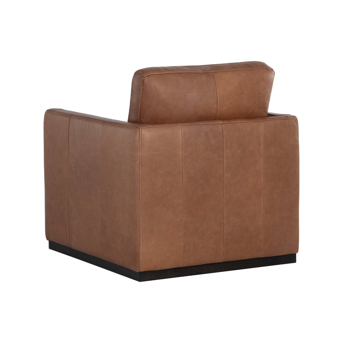 Sunpan Portman Leather And Fabric Swivel Lounge Chair