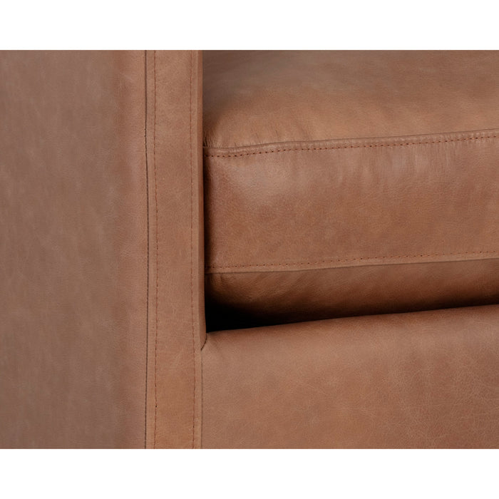 Sunpan Portman Leather And Fabric Swivel Lounge Chair