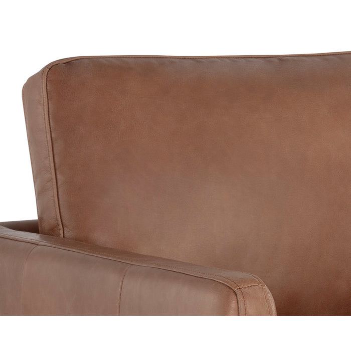 Sunpan Portman Leather And Fabric Swivel Lounge Chair