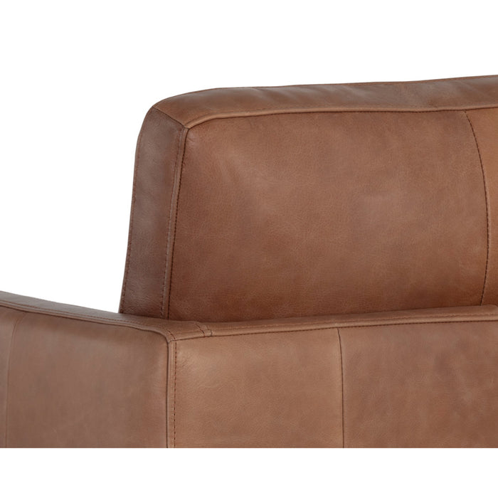 Sunpan Portman Leather And Fabric Swivel Lounge Chair