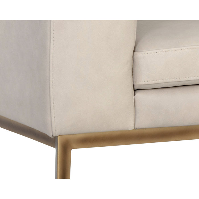 Sunpan Burr Leather Mid Century Modern Armchair