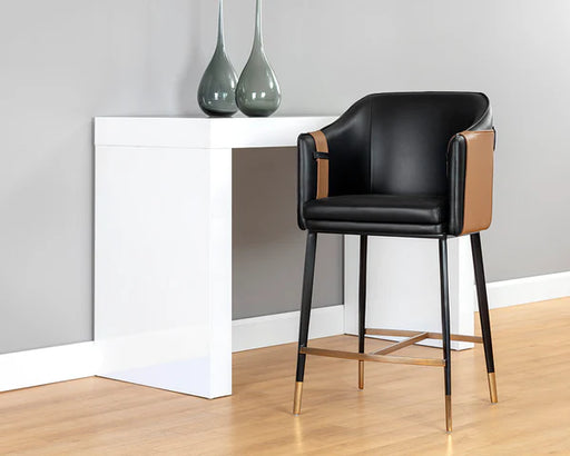 Sunpan Luxury Leather Bar Stool and Rectangle Bar Table Set