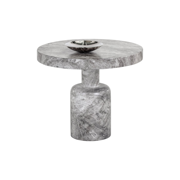 Sunpan Elmira Grey Faux Marble Finish Concrete Side Table 