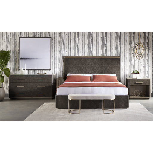 Sunpan Altman Grey Faux Leather Headboard King Bed 