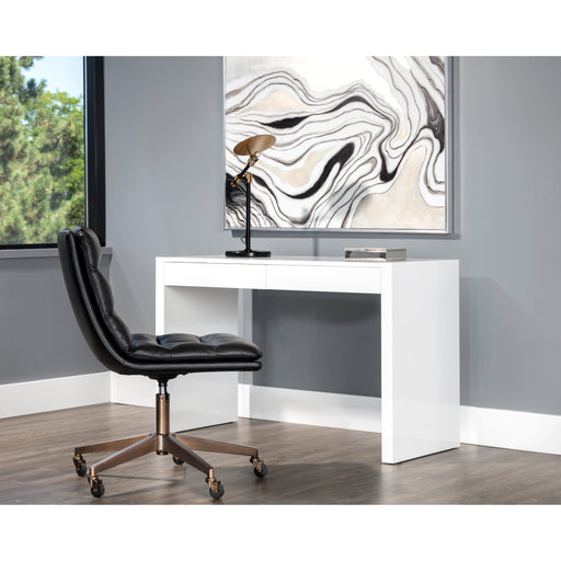 Sunpan Dutad High Gloss White Wood Desk 