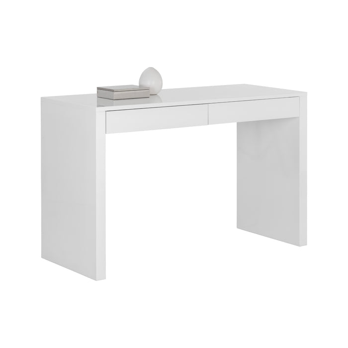 Sunpan Dutad High Gloss White Wood Desk 