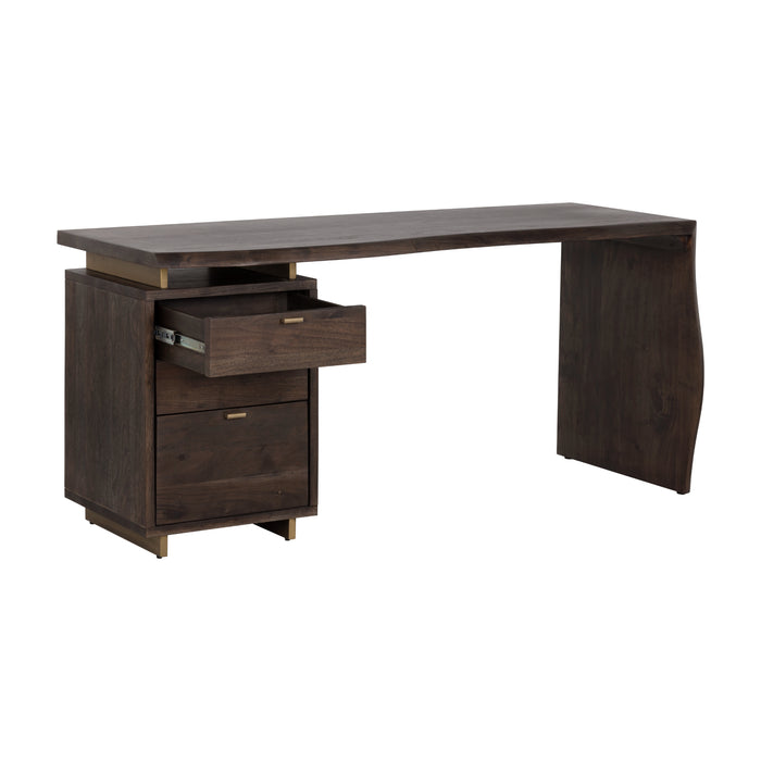 Sunpan Lewis Dark Brown Solid Acacia Wood Desk