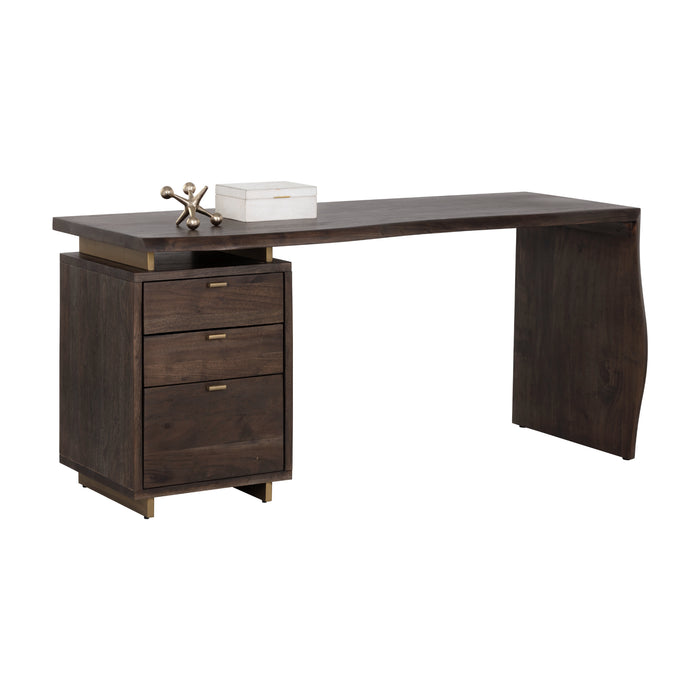 Sunpan Lewis Dark Brown Solid Acacia Wood Desk