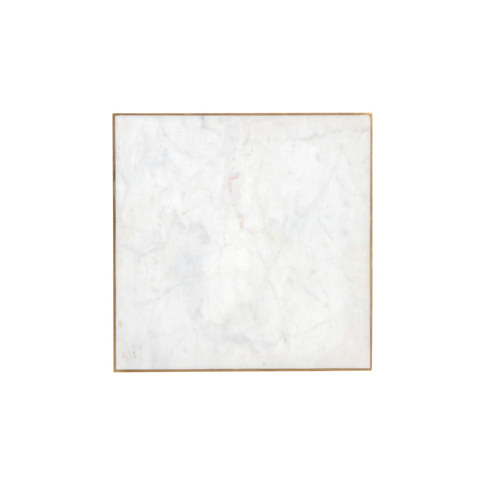 Sunpan Daines Square Block White Marble  End Table