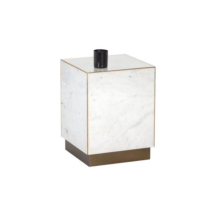 Sunpan Daines Square Block White Marble  End Table