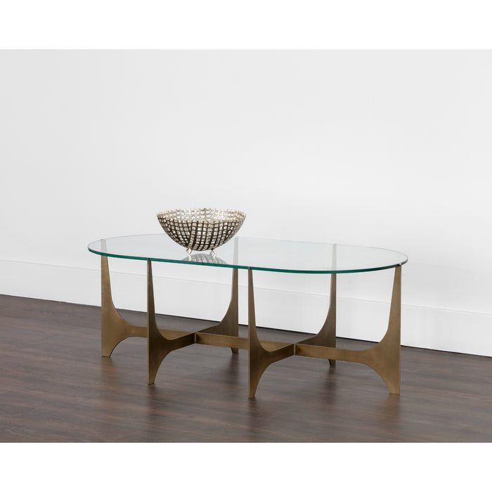 Sunpan Juliane Oval Clear Tempered Glass Top Coffee Table