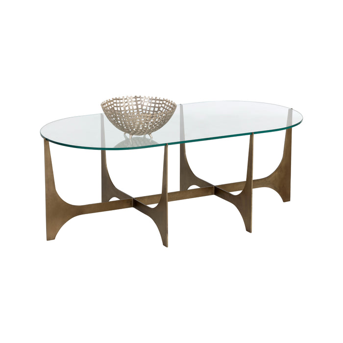 Sunpan Juliane Oval Clear Tempered Glass Top Coffee Table