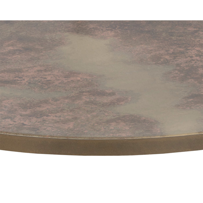 Sunpan Concord Handcrafted Round Antique Brass Glass Top Coffee Table