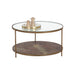 Sunpan Concord Handcrafted Round Antique Brass Glass Top Coffee Table