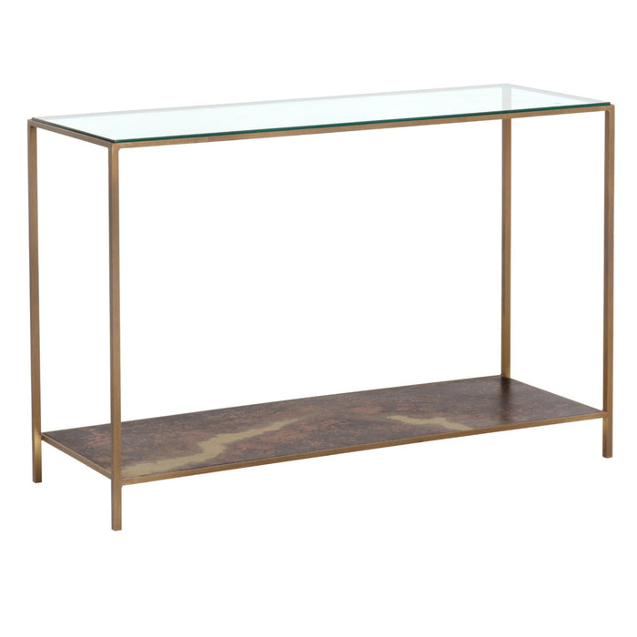 Sunpan Concord Handcrafted Clear Tempered Glass Top Console Table