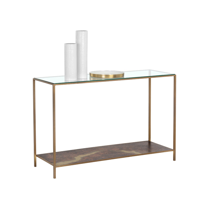 Sunpan Concord Handcrafted Clear Tempered Glass Top Console Table