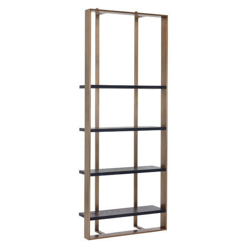 Sunpan Dalton Wood Shelves Stainless Steel Base Bookcase 